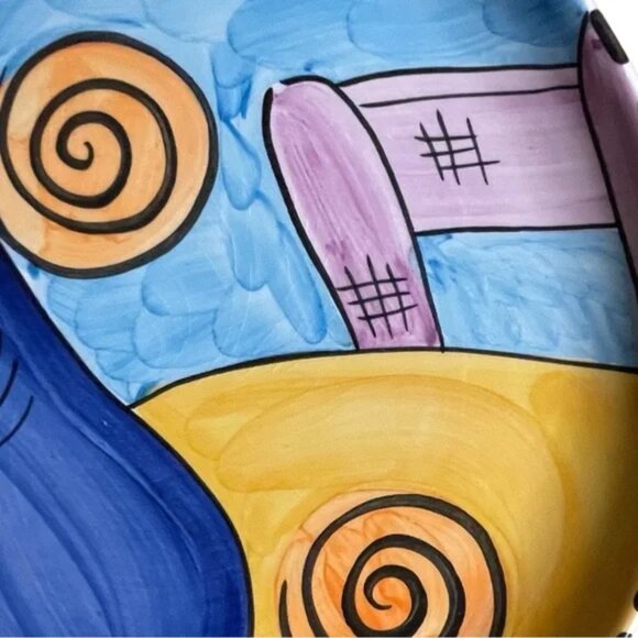 Colorful Ceramic Abstract Art Plate still life made in Portugal - Picture 5 of 11